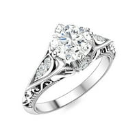 1. Carat Moissine Diamond e boja vs jasnoća sjajna rezano srebrna umjetnost deco nadahnuta žena boho prsten