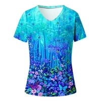 Ženski V izrez TEE majice Loop Fit Ljetni vrhovi Majice Leptir Cvjetni ispisani grafički mashirts bluze