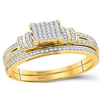Dijamantna princeza 10kt žuti zlatni okrugli dijamant Bridal Wedding prsten set CTTW