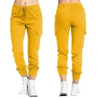 Voncos teretni hlače žene visoki struk jogger pješačke labave pantalone pune boje sa džepovima hlače
