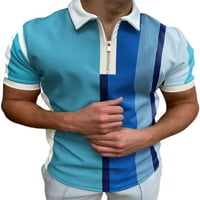 Groanlook Men Classic Fit rever vrat T majice sa zatvaračem s kratkim rukavima Majica Golf prugasti