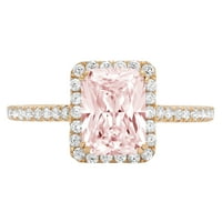 1.96ct smaragdni rez ružičasti simulirani dijamant 18k žuti zlatni godišnjica angažmana halo prstena