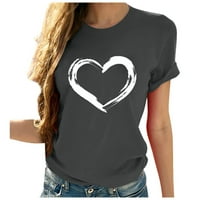 Hinvhai Plus Veličina Vrhunska klirenca, Ženska kratkih rukava u obliku ispisa u obliku srca bluza majica siva 6