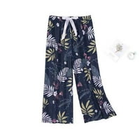 Hlače za žene cvjetni tiskani viši struk širok noga nova ljeta velika veličina labavi prozračna ležerna pamučna svila pidžama prozračna ženska pantalona