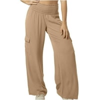 Žene posteljine plus veličina Ljetne casual labave vrećice, hlače od solidne boje modne pantalone za