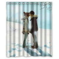 Romantični broj parova poljubac u snijegu svjetska tuš zavjesa vodootporna poliesterska tkanina kupaonica