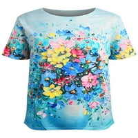 Uerlsty plus veličina Ženska cvjetna bluza s kratkim rukavima Dame Ispis majica casual vrhovi Tee