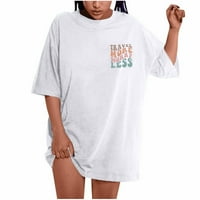 Ženske majice Cleance Plus Veličina Veličine Torbice za žene plus veličine Slogan Grafički pad ramena
