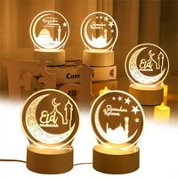 USB snaga 3D noćna lagana LED spavaća soba atmosfera Bedside Lamp Eid Mubrak ukrasna lampa islam muslimanska