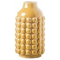 Urbani trendovi Kolekcija keramičke okrugle vaze s reljefnim mjehurić uzorka dizajnu, sjaj žutim - malim
