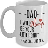 Šalica za financijsku opterećenje za tatu iz kćeri smiješne ili oz bijele keramičke kafe šalice