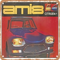 Metalni znak - Citroen Ami Vintage ad - Vintage Rusty Look
