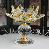 Kristalno staklo Lotus tealight držač, svijećnjak, svijećnjak, ukras za svijećnju, - žuti žuti a
