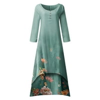 GDFUN Ženska ležerna modna tiskana haljina s dugim rukavima O-izrez