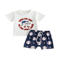 Toddler Baby Boys Ljetne kratke hlače Outfits dječaci kratkih rukava majice + baseball Print kratke