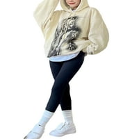 Pudcoco ženska posada pulover duksev Top Casual Portret Print dugih rukava s dugim rukavima Spring Fall