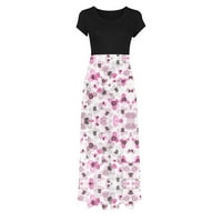 Haljine za žene A-line Maxi grafički otisci kratkih rukava posada vrata retro ljeta a-line haljina ružičasta