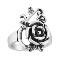 Vintage & Sweet Rose Cvijet Valentines Sterling Srebrni ljubavni prsten - 9