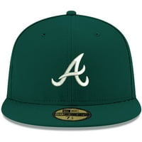 Muška nova Era Green Atlanta Braži se bijeli logo 59fifty ugrađeni šešir