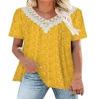 Capreze dame majica kratki rukav ljetni vrhovi cvjetni ispis majica ruched pulover v izrez tunika bluza