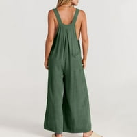 Ženska labava pamučna posteljina džep nalik širokoj nogama kombinezon za ljeto caring coffy pantalona