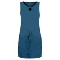 Clearsance Ljetne haljine za žene Mini bez rukava modni ispisani otvor za vrata plave xl