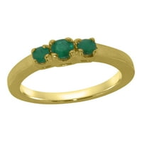Britanci napravio 9k žuto zlatni prsten s prirodnim smaragdnim ženskim zaručničkim prstenom - veličine opcija - veličine 9,75
