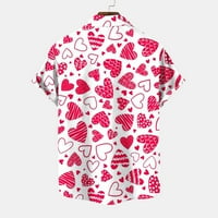 Pyju Havajske majice za muškarce modno srce print kratkih rukava s majica za valentinovo pamt majica