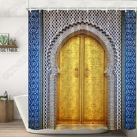 Marokanska žuta antikva lučna vrata tuširane zavjese stare vintage drvena vrata kupaonica vodootporna