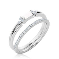 Klasični minimalistički 1. karat baguette CUT dijamantski prsten za angažman, Split Shank vjenčani prsten