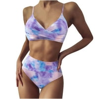 Loyisvidion Ženski klirens kupaćih kupaćih kostimi Žene Leopard High ScOik Split Camis Bikini odijelo kupaći kostim Purple 8