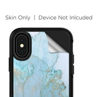Koža za OTTERBO futrolu za simetriju za iPhone kože naljepnice naljepnice vinilnih naljepnica naljepnice - teal plavi zlatni bijeli mramorni granit
