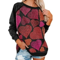 Ženske košulje za Valentine s dugim rukavima Crewneck Heart Grafic Slatka pulover Duks povremena proljetna bluza