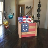 Priyas Kućna roba Velika američka zastava ukrasna drvena zaklavna sanduk sa ručicama juta za držanje