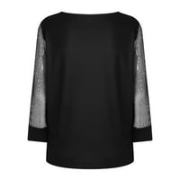 Penskeiy ženske vrhove žene print mrežice dugih rukava V-izrez bluza za bluzu pulover Tunički vrhovi