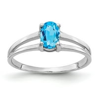14k bijeli zlatni prsten za prsten dragulja švicarski plavi topaz ovalni