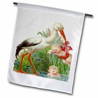 3drose Vintage Stork Njegova djevojka za bebe - Zastava bašte, prema