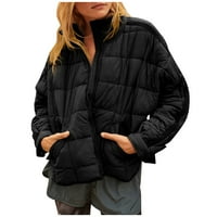 Cuoff Womens plus veličine Kaputi i jakne Solid Boja džepova s ​​dugim rukavima Pamučni past Jesen zimski