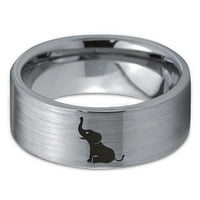 Volfram Slon sjedeći trube za trube za prsten za muškarce Žene Udobne fit sive ravne rez brušeno polirano