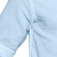 CLlios posteljina majice muškarci modni casual gumb gore Henley košulja čvrsta valjana dugih rukava tanka gornja labava salon majica