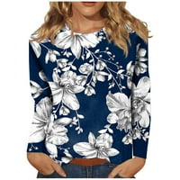 Novi dolasci majice s dugim rukavima za žene čišćenje casual pulover Ženski vrhovi cvjetni posadni vrat