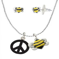 Akrilni mali crni mirovni znak - Bumbarbee ogrlice i naušnice