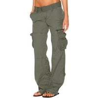 Knqrhpse Cargo Hlače Žene Ženske retro teretne hlače s džepovima Vanjski Ripstop Camo Gradjevinarstvo Višestruke džepne radne hlače za žene Dukserice Žene Sivi XL