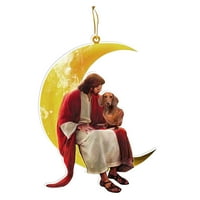 PGAUG privjesci Pas i Isus sjede na mjesečevom oštaru, ukras za božićne ukrase vise f