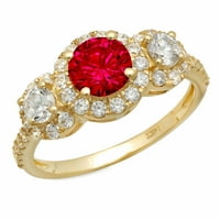 1.79ct okrugli rez crveni simulirani ruby ​​18k žuti zlatni godišnjički angažman kamena prstena veličine