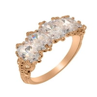 Britanci napravio 9k ružičasto zlatni kubični cirkoniji ženski vječni prsten - veličine opcija - veličine 4,5