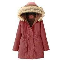 Sdjma Womens Topli dugi kaputijski kaput jakna Slim Zimska parkas obrasca na otvorenom vrhovima džepovima