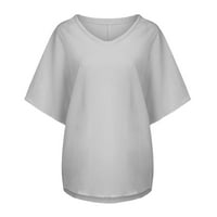 NSENDM rukavi vrhunske obloge O-izrez Čvrsta bluza Ležerne prilike plus ljetna majica kratka majica