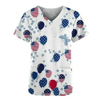 Suncda piling za žene V-izrez Top 4. srpnja Košulje za žene Radna uniforma kratka rukava Bluza za radnu