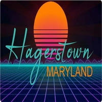 Hagerstown Maryland Vinil Decal Stiker Retro Neon Dizajn